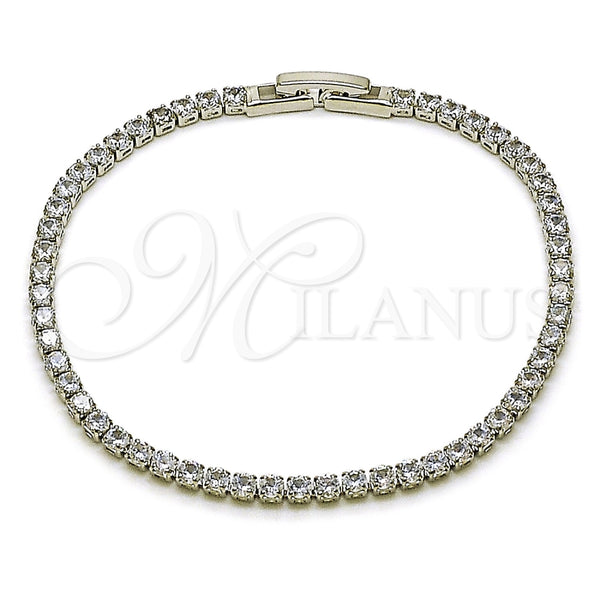 Rhodium Gold Filled Tennis Bracelet, with White Cubic Zirconia, Polished, Rhodium Finish, 03.130.0006.2.07 (Thickness, 8 Inches Length)