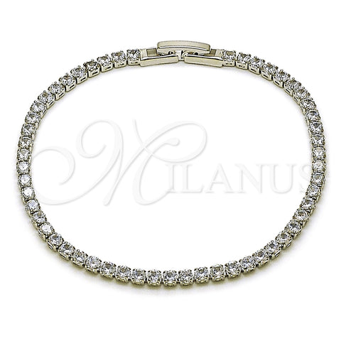 Rhodium Gold Filled Tennis Bracelet, with White Cubic Zirconia, Polished, Rhodium Finish, 03.130.0006.2.07 (Thickness, 8 Inches Length)