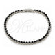 Pulsera Tennis 03.213.0326.1.07 Oro Laminado Blanco, con Zirconia Cubica Negro, Pulido, Rodinado (Grosor 03.5 MM, 8 Pulgadas de Largo)
