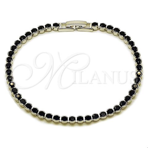 Rhodium Gold Filled Tennis Bracelet, with Black Cubic Zirconia, Polished, Rhodium Finish, 03.213.0326.1.07 (Thickness, 8 Inches Length)