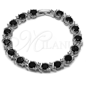 White Gold Filled Bracelet — Tennis Bracelet with Black and White Cubic Zirconia — main product view — SKU 165876 | Oro Laminado Blanco brazalete — Tennis Bracelet with negro and blanco Cubic Zirconia — SKU 165876