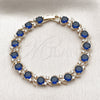 Oro Laminado Tennis Bracelet, Gold Filled Style with Sapphire Blue and White Cubic Zirconia, Polished, Golden Finish, 03.130.0032.1.07 (08 MM Thickness, 8 Inches Length)