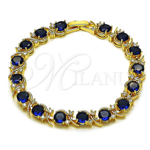 Gold Filled Bracelet — Tennis Bracelet with Sapphire Blue and White Cubic — main product view — SKU 165877 | Oro Laminado brazalete — Tennis Bracelet with Sapphire Blue and blanco Cubic — SKU 165877