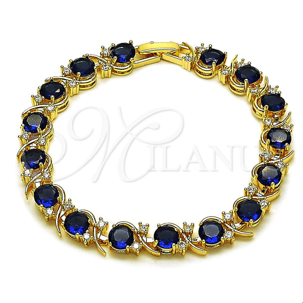 Gold Filled Bracelet — Tennis Bracelet with Sapphire Blue and White Cubic — main product view — SKU 165877 | Oro Laminado brazalete — Tennis Bracelet with Sapphire Blue and blanco Cubic — SKU 165877