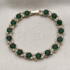 Oro Laminado Tennis Bracelet, Gold Filled Style with Green and White Cubic Zirconia, Polished, Golden Finish, 03.130.0032.2.07 (08 MM Thickness, 8 Inches Length)