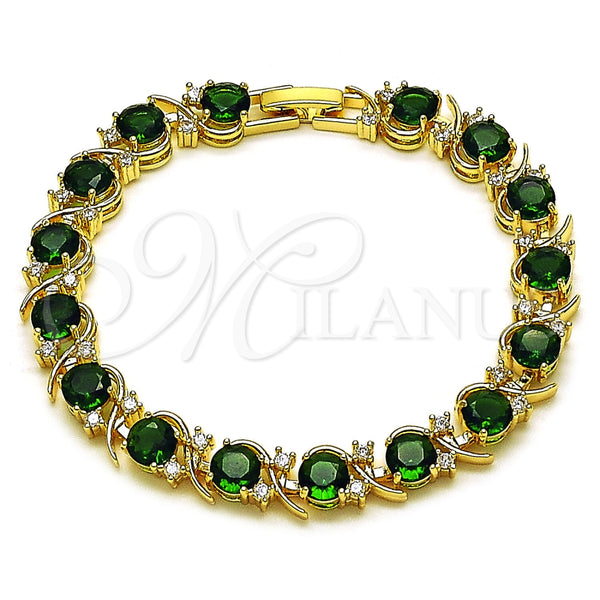 Gold Filled Bracelet — Tennis Bracelet with Green and White Cubic Zirconia — main product view — SKU 165878 | Oro Laminado brazalete — Tennis Bracelet with Green and blanco Cubic Zirconia — SKU 165878