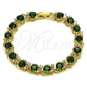 Gold Filled Bracelet — Tennis Bracelet with Green and White Cubic Zirconia — main product view — SKU 165878 | Oro Laminado brazalete — Tennis Bracelet with Green and blanco Cubic Zirconia — SKU 165878