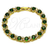 Oro Laminado Tennis Bracelet, Gold Filled Style with Green and White Cubic Zirconia, Polished, Golden Finish, 03.130.0032.2.07 (08 MM Thickness, 8 Inches Length)