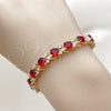 Oro Laminado Tennis Bracelet, Gold Filled Style with Garnet and White Cubic Zirconia, Polished, Golden Finish, 03.130.0032.3.07 (08 MM Thickness, 8 Inches Length)