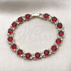 Oro Laminado Tennis Bracelet, Gold Filled Style with Garnet and White Cubic Zirconia, Polished, Golden Finish, 03.130.0032.3.07 (08 MM Thickness, 8 Inches Length)