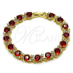 Gold Filled Bracelet — Tennis Bracelet with Garnet and White Cubic Zirconia — main product view — SKU 165879 | Oro Laminado brazalete — Tennis Bracelet with Garnet and blanco Cubic Zirconia — SKU 165879