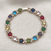 Oro Laminado Tennis Bracelet, Gold Filled Style with Multicolor and White Cubic Zirconia, Polished, Golden Finish, 03.130.0032.4.07 (08 MM Thickness, 8 Inches Length)