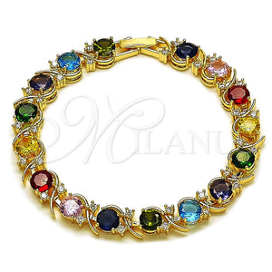 Gold Filled Bracelet — Tennis Bracelet with Multicolor and White Cubic Zirconia — main product view — SKU 165880 | Oro Laminado brazalete — Tennis Bracelet with Multicolor and blanco Cubic Zirconia — SKU 165880