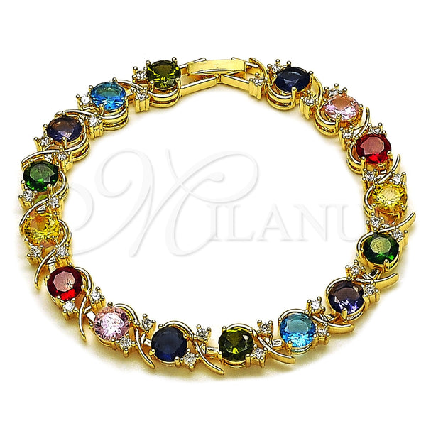 Gold Filled Bracelet — Tennis Bracelet with Multicolor and White Cubic Zirconia — main product view — SKU 165880 | Oro Laminado brazalete — Tennis Bracelet with Multicolor and blanco Cubic Zirconia — SKU 165880