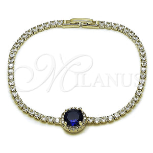 White Gold Filled Bracelet — Fancy Bracelet Cluster Design with Sapphire Blue and — main product view — SKU 165881 | Oro Laminado Blanco brazalete — elegante Bracelet Cluster diseño with Sapphire Blue and — SKU 165881