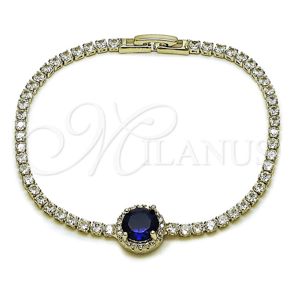 White Gold Filled Bracelet — Fancy Bracelet Cluster Design with Sapphire Blue and — main product view — SKU 165881 | Oro Laminado Blanco brazalete — elegante Bracelet Cluster diseño with Sapphire Blue and — SKU 165881