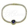 Rhodium Gold Filled Fancy Bracelet, Cluster Design, with Sapphire Blue and White Cubic Zirconia, Polished, Rhodium Finish, 03.130.0033.07 (Thickness, 7 Inches Length)