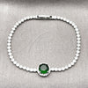 Rhodium Gold Filled Fancy Bracelet, Cluster Design, with Green and White Cubic Zirconia, Polished, Rhodium Finish, 03.130.0033.1.07 (Thickness, 7 Inches Length)