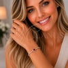 Rhodium Gold Filled Fancy Bracelet, Cluster Design, with Ruby and White Cubic Zirconia, Polished, Rhodium Finish, 03.130.0033.2.07 (Thickness, 7 Inches Length)