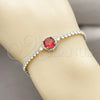 Rhodium Gold Filled Fancy Bracelet, Cluster Design, with Ruby and White Cubic Zirconia, Polished, Rhodium Finish, 03.130.0033.2.07 (Thickness, 7 Inches Length)