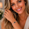 Rhodium Gold Filled Fancy Bracelet, Cluster Design, with Black and White Cubic Zirconia, Polished, Rhodium Finish, 03.130.0033.3.07 (Thickness, 7 Inches Length)