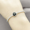 Rhodium Gold Filled Fancy Bracelet, Cluster Design, with Black and White Cubic Zirconia, Polished, Rhodium Finish, 03.130.0033.3.07 (Thickness, 7 Inches Length)