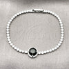 Rhodium Gold Filled Fancy Bracelet, Cluster Design, with Black and White Cubic Zirconia, Polished, Rhodium Finish, 03.130.0033.3.07 (Thickness, 7 Inches Length)