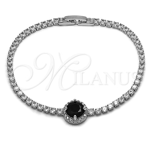 Rhodium Gold Filled Fancy Bracelet, Cluster Design, with Black and White Cubic Zirconia, Polished, Rhodium Finish, 03.130.0033.3.07 (Thickness, 7 Inches Length)