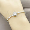 Rhodium Gold Filled Fancy Bracelet, Cluster Design, with White Cubic Zirconia, Polished, Rhodium Finish, 03.130.0033.4.07 (Thickness, 7 Inches Length)