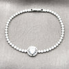 Rhodium Gold Filled Fancy Bracelet, Cluster Design, with White Cubic Zirconia, Polished, Rhodium Finish, 03.130.0033.4.07 (Thickness, 7 Inches Length)