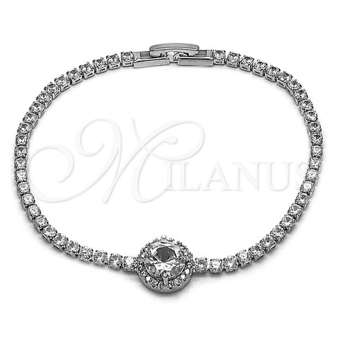 Rhodium Gold Filled Fancy Bracelet, Cluster Design, with White Cubic Zirconia, Polished, Rhodium Finish, 03.130.0033.4.07 (Thickness, 7 Inches Length)