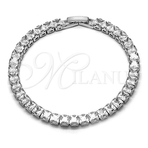 Rhodium Gold Filled Tennis Bracelet, Cluster Design, with White Cubic Zirconia, Polished, Rhodium Finish, 03.130.0004.6.07 (Thickness, 7 Inches Length)