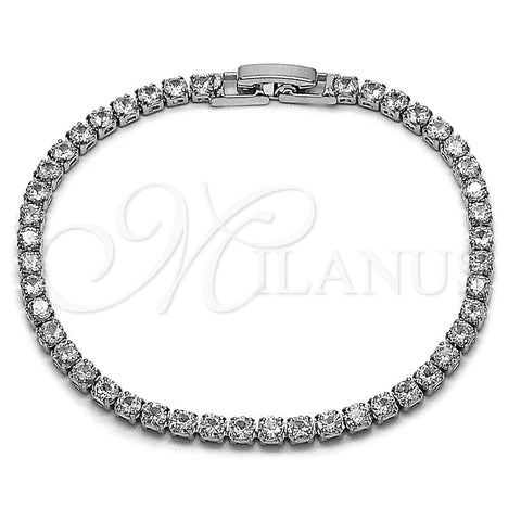 Rhodium Gold Filled Tennis Bracelet, with White Cubic Zirconia, Polished, Rhodium Finish, 03.130.0001.10.07 (03 MM Thickness, 7 Inches Length)