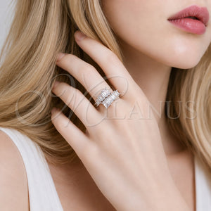 Rhodium Gold Filled Multi Stone Ring, with White Cubic Zirconia, Polished, Rhodium Finish, 01.424.0021.1 (One size fits all)