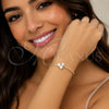 Oro Laminado Fancy Bracelet, Gold Filled Style Heart Design, with White Cubic Zirconia, Polished, Golden Finish, 03.130.0035.07 (Thickness, 7 Inches Length)