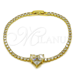 Gold Filled Bracelet — Fancy Bracelet Heart Design with White Cubic Zirconia — main product view — SKU 165895 | Oro Laminado brazalete — elegante Bracelet corazón diseño with blanco Cubic Zirconia — SKU 165895
