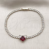 Oro Laminado Fancy Bracelet, Gold Filled Style Heart Design, with Garnet and White Cubic Zirconia, Polished, Golden Finish, 03.130.0035.1.07 (Thickness, 7 Inches Length)