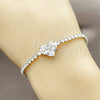 Rhodium Gold Filled Fancy Bracelet, Heart Design, with White Cubic Zirconia, Polished, Rhodium Finish, 03.130.0035.2.07 (Thickness, 7 Inches Length)