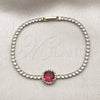 Oro Laminado Fancy Bracelet, Gold Filled Style Cluster Design, with White and Garnet Cubic Zirconia, Polished, Golden Finish, 03.130.0033.5.07 (Thickness, 7 Inches Length)