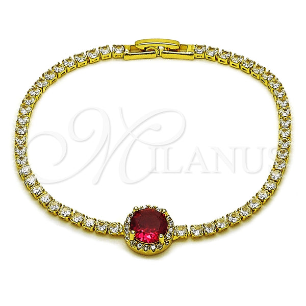 Gold Filled Bracelet — Fancy Bracelet Cluster Design with White and Garnet — main product view — SKU 165898 | Oro Laminado brazalete — elegante Bracelet Cluster diseño with blanco and Garnet — SKU 165898