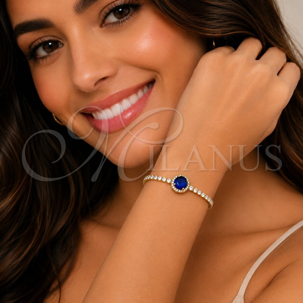 Gold Filled Bracelet — Fancy Bracelet Cluster Design with Sapphire Blue and — alternate product view — SKU 165899 | Oro Laminado brazalete — elegante Bracelet Cluster diseño with Sapphire Blue and — SKU 165899