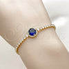 Oro Laminado Fancy Bracelet, Gold Filled Style Cluster Design, with Sapphire Blue and White Cubic Zirconia, Polished, Golden Finish, 03.130.0033.6.07 (Thickness, 7 Inches Length)