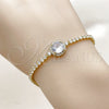 Oro Laminado Fancy Bracelet, Gold Filled Style Cluster Design, with White Cubic Zirconia, Polished, Golden Finish, 03.130.0033.7.07 (Thickness, 7 Inches Length)