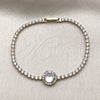 Oro Laminado Fancy Bracelet, Gold Filled Style Cluster Design, with White Cubic Zirconia, Polished, Golden Finish, 03.130.0033.7.07 (Thickness, 7 Inches Length)