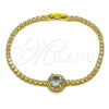 Oro Laminado Fancy Bracelet, Gold Filled Style Cluster Design, with White Cubic Zirconia, Polished, Golden Finish, 03.130.0033.7.07 (Thickness, 7 Inches Length)