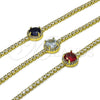 Oro Laminado Fancy Bracelet, Gold Filled Style Cluster Design, with White Cubic Zirconia, Polished, Golden Finish, 03.130.0033.7.07 (Thickness, 7 Inches Length)