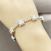 Rhodium Gold Filled Tennis Bracelet, Cluster Design, with White Cubic Zirconia, Polished, Rhodium Finish, 03.283.0526.2.07 (Thickness, 8 Inches Length)
