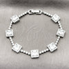 Rhodium Gold Filled Tennis Bracelet, Cluster Design, with White Cubic Zirconia, Polished, Rhodium Finish, 03.283.0526.2.07 (Thickness, 8 Inches Length)