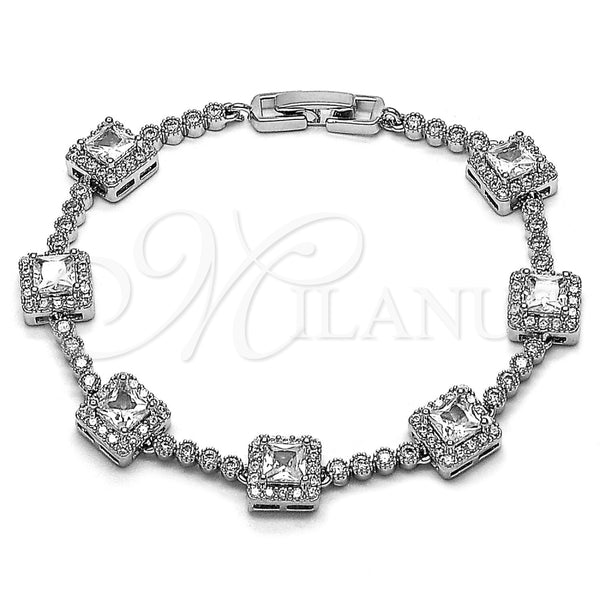 White Gold Filled Bracelet — Tennis Bracelet Cluster Design with White Cubic Zirconia — main product view — SKU 165901 | Oro Laminado Blanco brazalete — Tennis Bracelet Cluster diseño with blanco Cubic Zirconia — SKU 165901