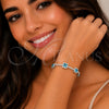 Rhodium Gold Filled Tennis Bracelet, Cluster Design, with Indicolite and White Cubic Zirconia, Polished, Rhodium Finish, 03.283.0526.3.07 (Thickness, 8 Inches Length)